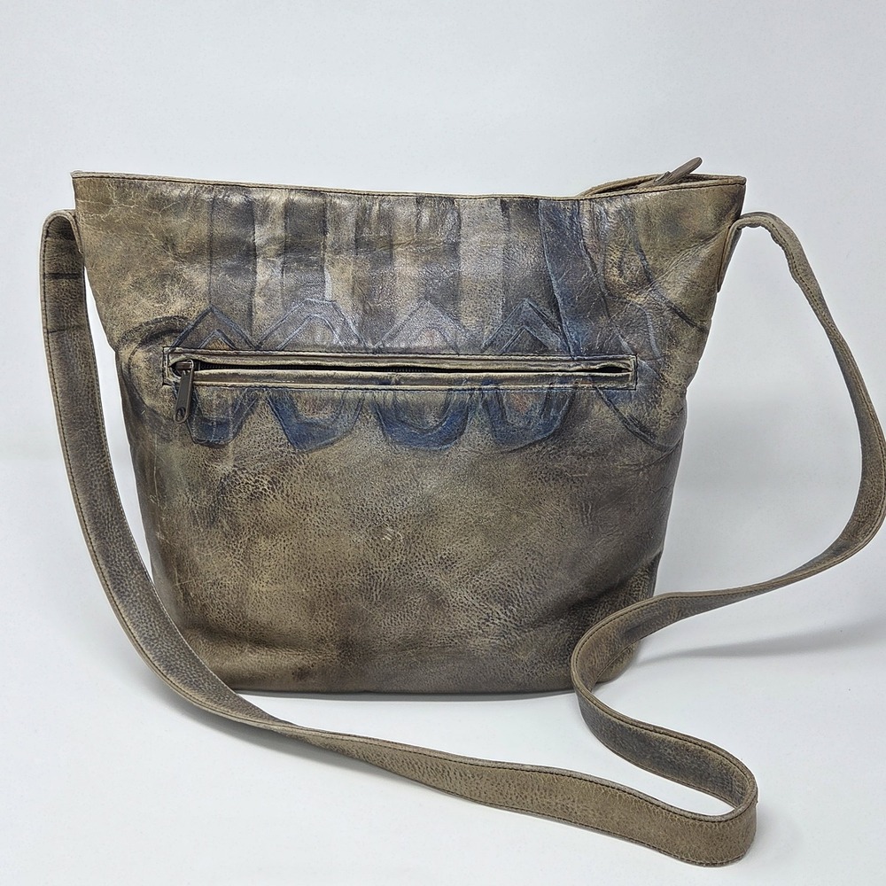 Jane Yoo Vintage‎ Artistic Leather Shoulder Bag Womens Abstract Print